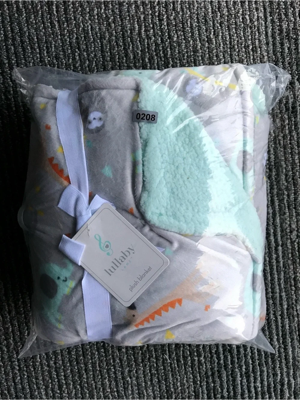 Lullaby Plush Kids Blanket - Gray with Mint Sherpa